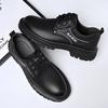 Fashion Black Cow Leather Autumn Winter Platform Shoes for Men Fashion Casual Brand Designer Derby Shoes Male Work Office Ankle Boots