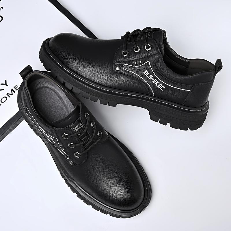 Fashion Black Cow Leather Autumn Winter Platform Shoes for Men Fashion Casual Brand Designer Derby Shoes Male Work Office Ankle Boots