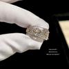 Elegant French Court-Style Index Ring for Women - Hollow Design, Luxurious, Adjustable, High-Quality Texture, Fashionable.