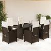 Vidaxl 7-Cz. Garden Furniture Set, With Cushions, Brown, PE Rattan