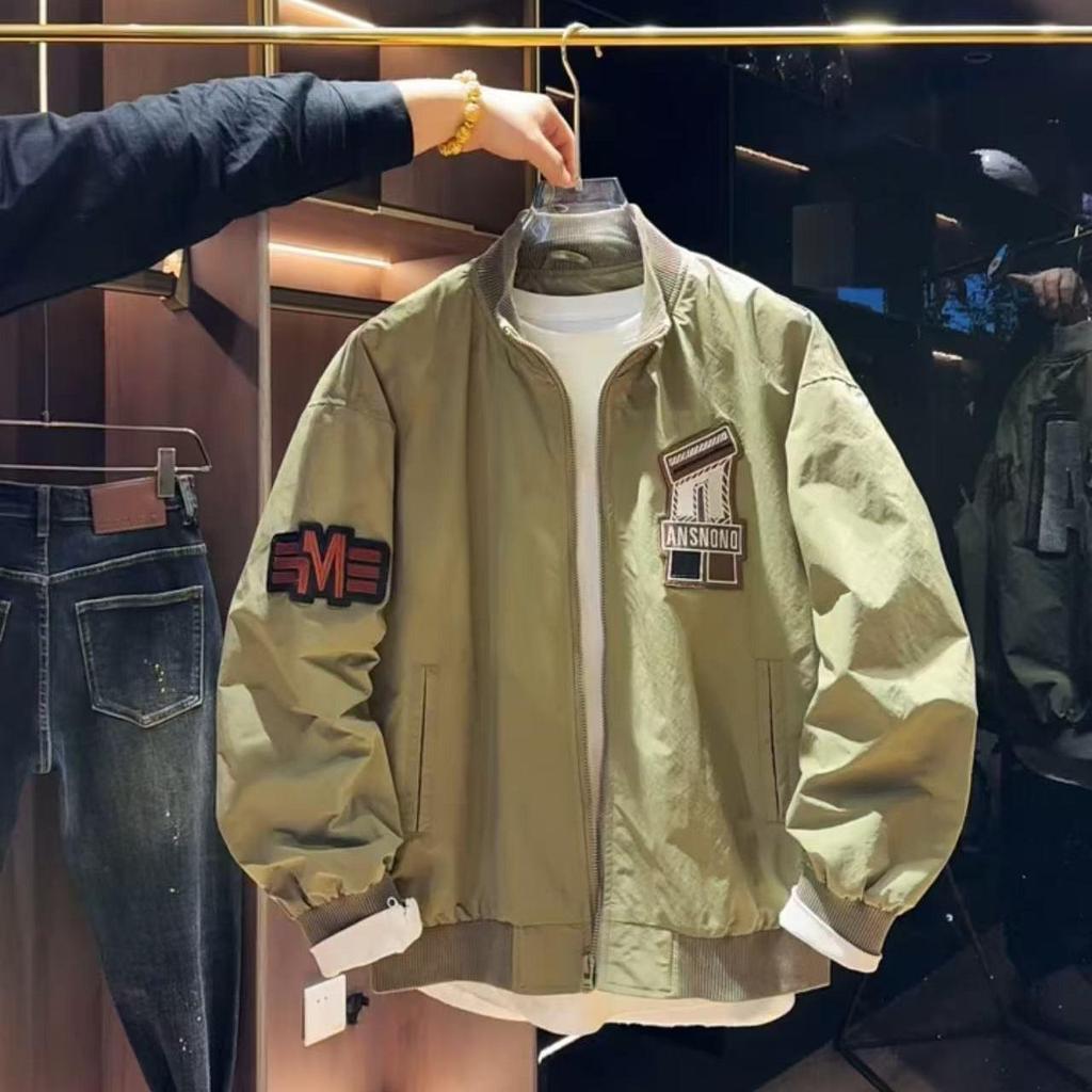 Men’s Trendy Korean Style Embroidered Flight Jacket - Autumn/Winter Fashion