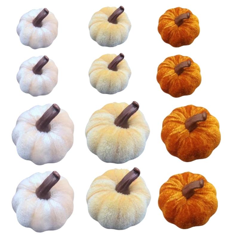 Premium Soft Velvety Fabric Pumpkins Decorations Set Holiday Party Supplies Safe For Kids Pet Durable Portable