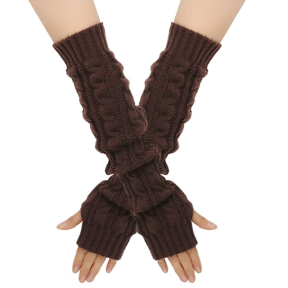 

2PCS Women s Knitted Arm Warmers Gloves: Cable - Knit Design, Fingerless, Warm & Stylish For Autumn, Winter, Daily Wear, Office