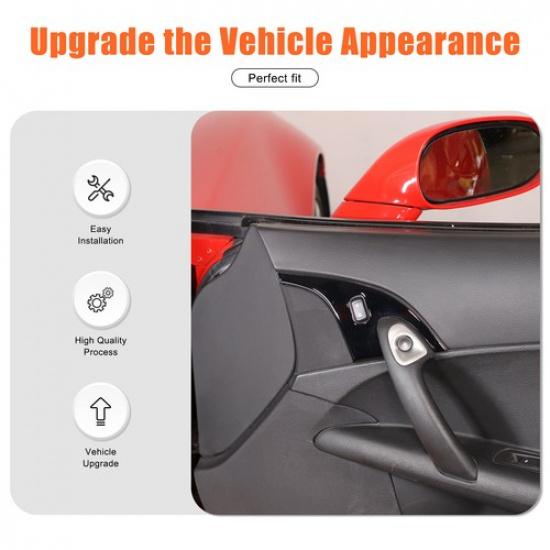 Glossy Piano Black Interior Door Lock Trim Sticker For Corvette C6 05-13