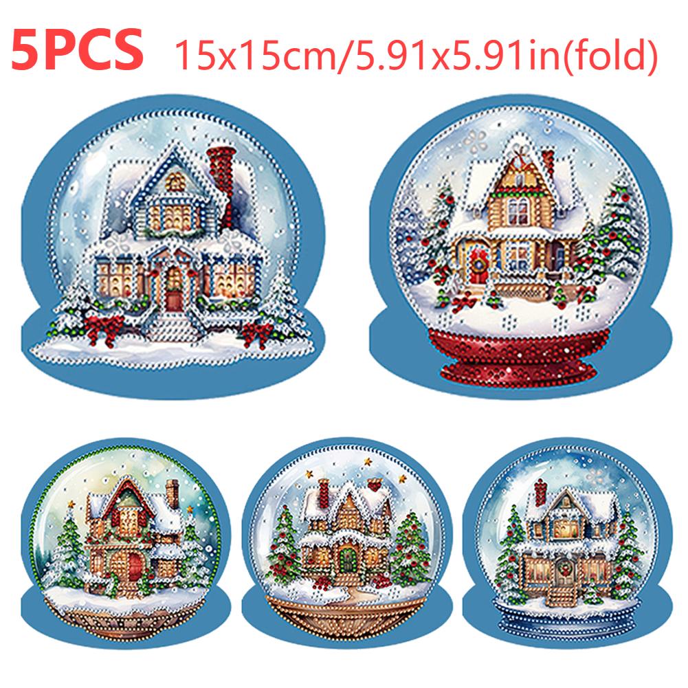 1-12Pc Christmas Diamond Handmade Card Diamond Painting Card Diamond Diamond Painting Cross Stitch Card for Christmas Gifts