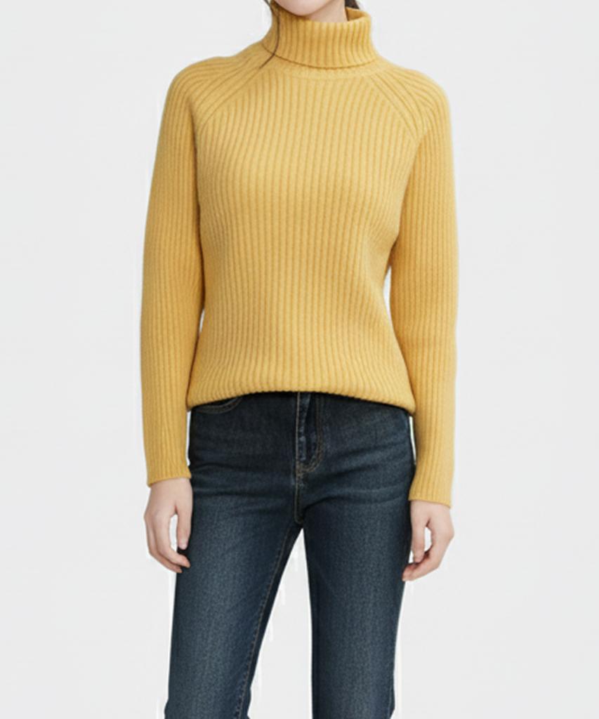 Keulleiseu Olivia Ribbed Turtleneck Knit_Navy