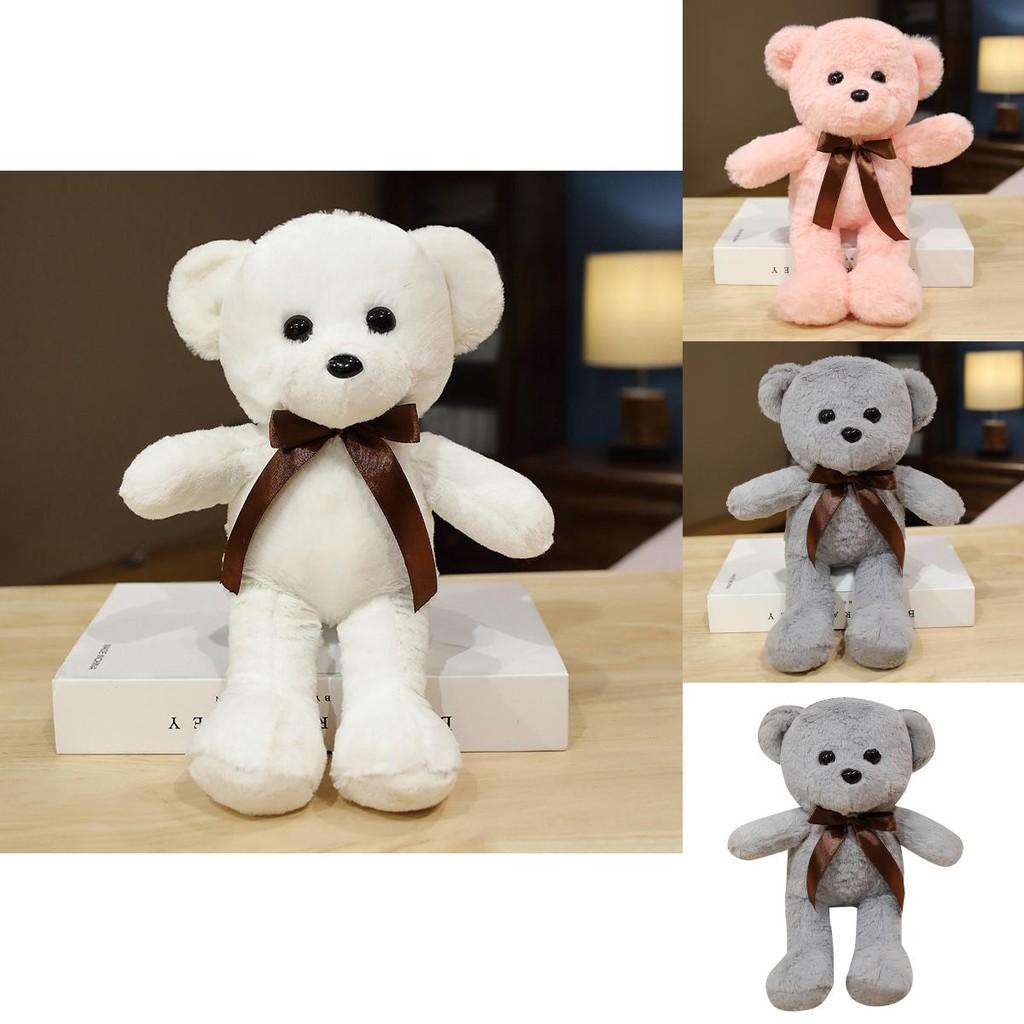 Plush Bear Wedding Gift With Rabbit Hair Ribbons For Celebration Decor
