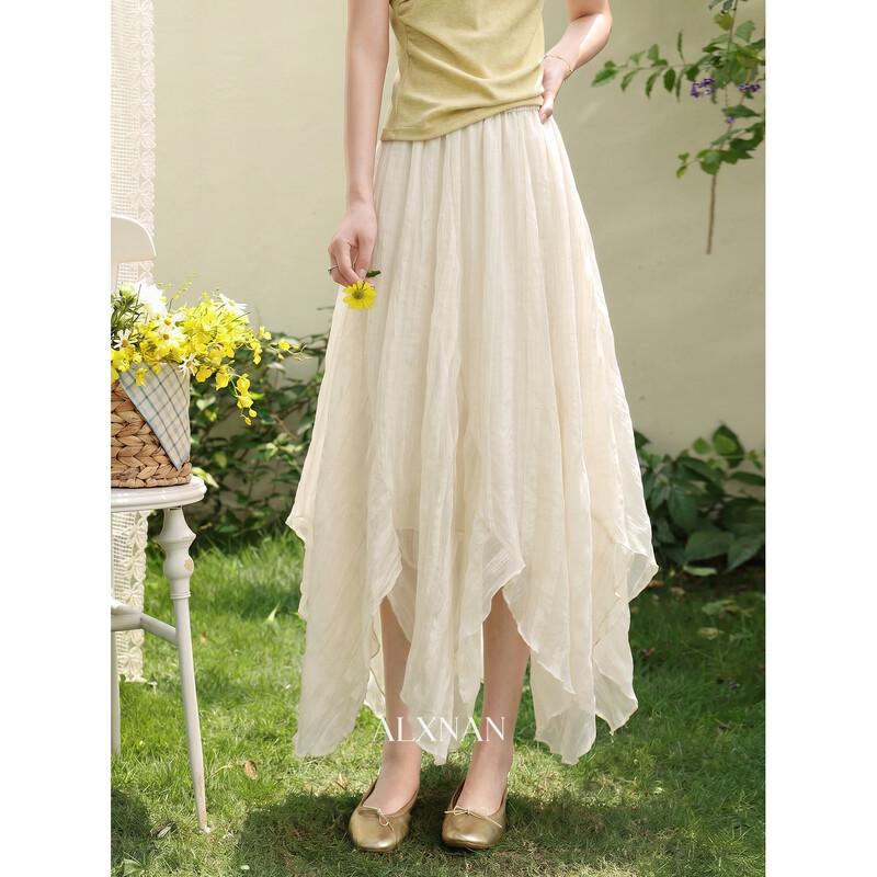 Women s Irregular Hem A-Line Midi Skirt M