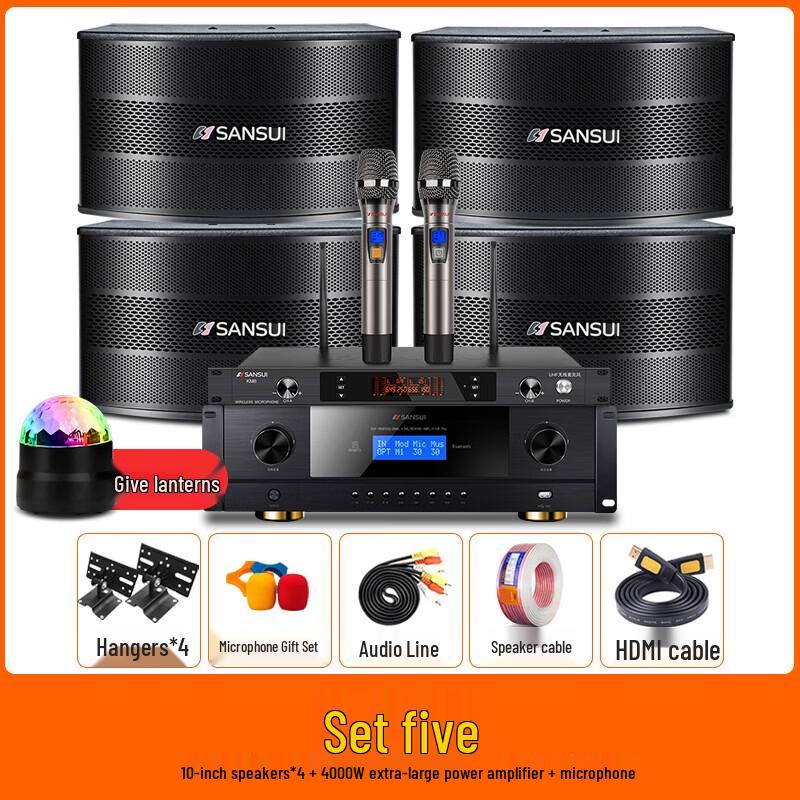 SANSUI H11 Home KTV Karaoke System with 10-inch Speakers CN plug (adapter included) (CN version)