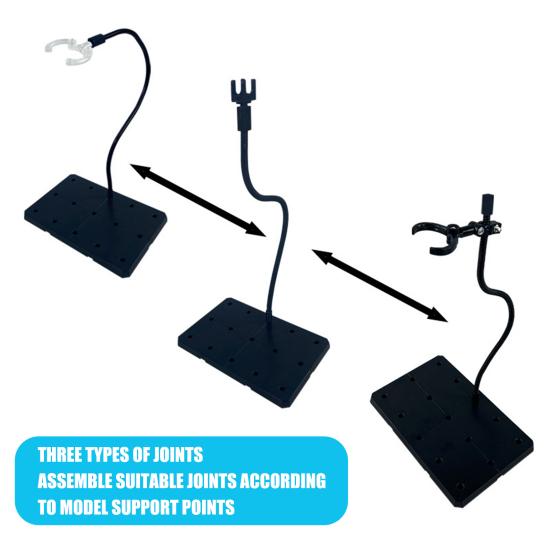 Action Figure Stand with 8 Connectors Square/Hexagonal Base Heavy Duty Plastic Adjustable Anime Figurine Model Display Holder Rack