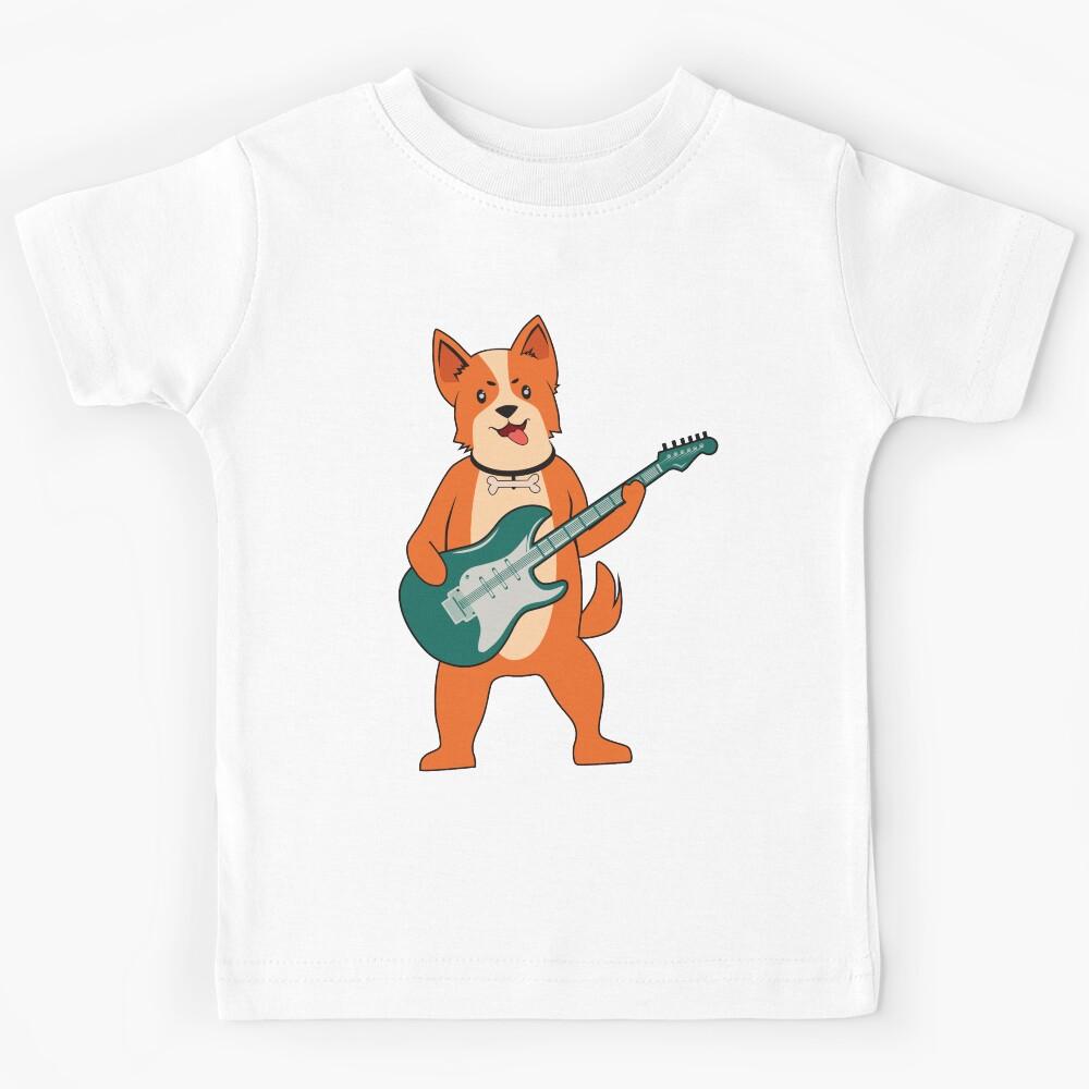 dog playing guitar Kids T-Shirt 150