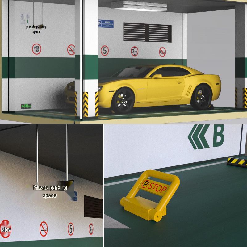 1/18 Wooden Parking Garage Model with Lighting and Dustproof Ornaments
