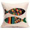Colorful Fish-Pattern Design Digital Printing Pillow Cover Short Plush Suitable Living Rooms Bedrooms Sofas Throw Cushion Cover