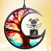 Pet Memorial Suncatcher Angel Cat Dog Sun Catcher Panel Stained Glass Window Hanging Ornaments Pet Loss Sympathy Gift for Pet Lovers