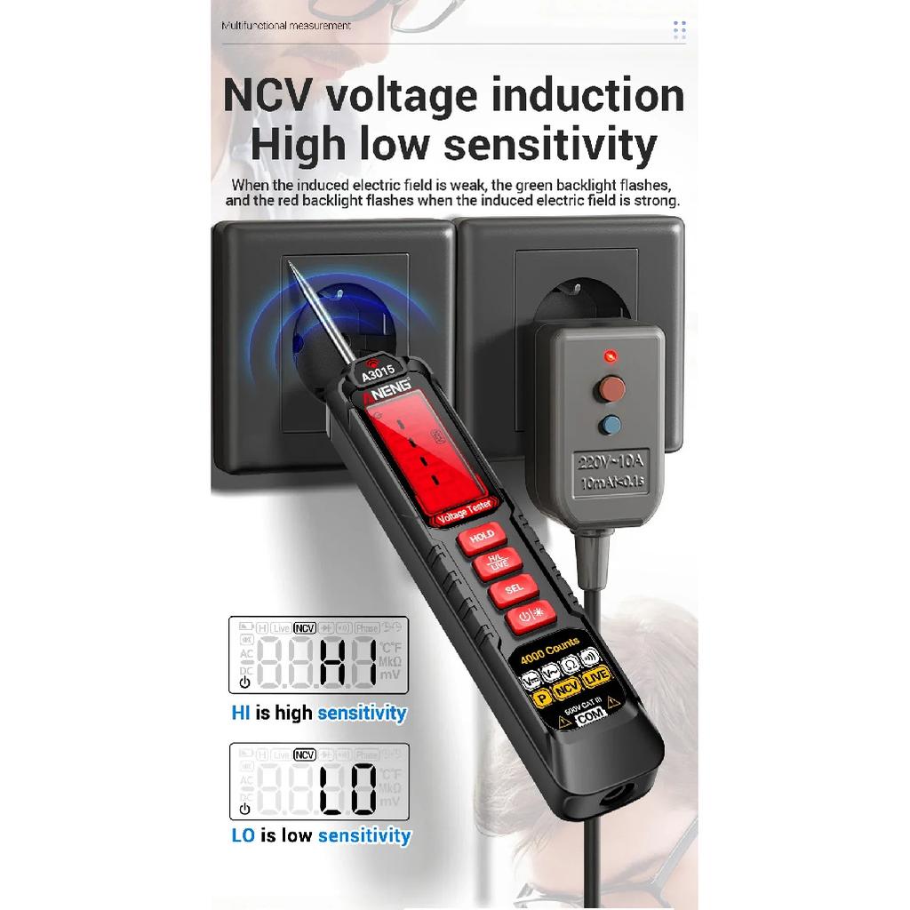 Car Voltage Detector Pen ANENG A3015  Non-Contact Voltage Tester Volt Resistance Continuity Car Fault Maintenance Circuit Test