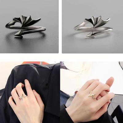Angel And Devil Wing Couple Rings Adjustable Open Designs Romance Gift For Her Him Wedding Anniversary Valentines Day