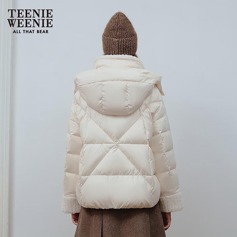 Teenie Weenie Women's Faux Lambswool Spliced Hooded Down Jacket