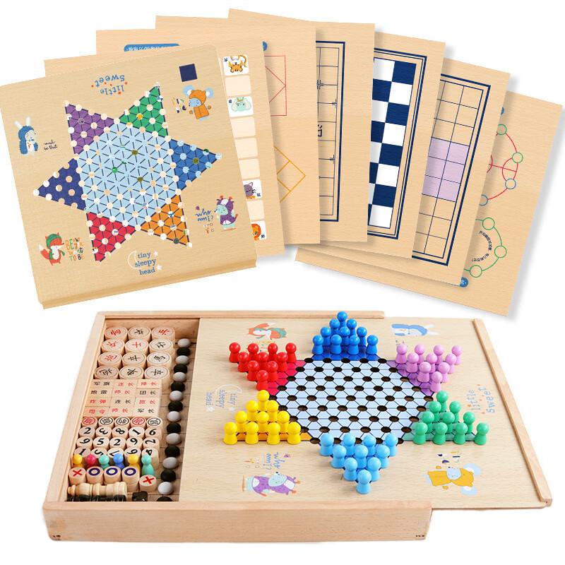 Wooden 36-in-1 Educational Board Game Set