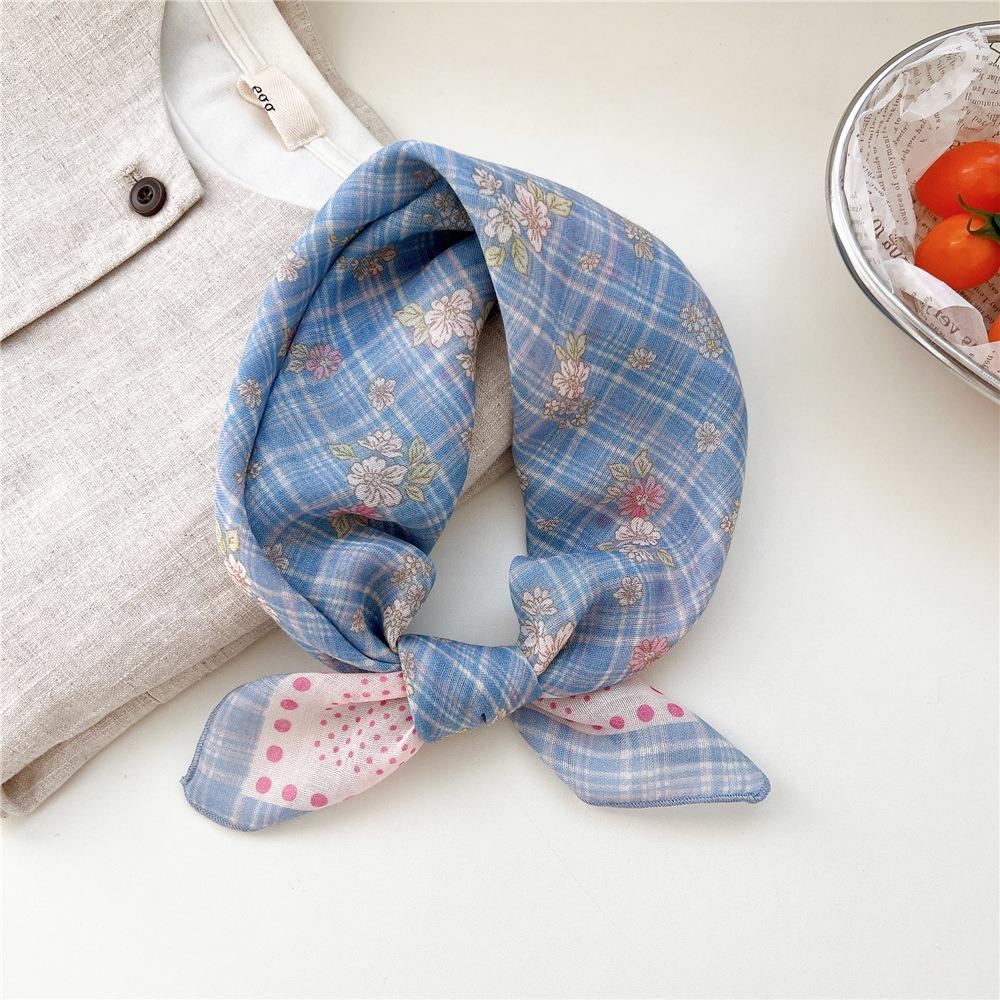 Floral Cotton Linen Print Scarves Cashew Square Handkerchief Simple Small Square Scarf  Outdoor