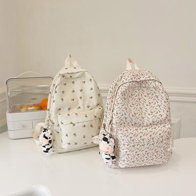 Women College Student Backpack Large Capacity Travel Laptop Rucksack Adjustable Strap Flower Book Schoolbag Teenage Girl Bag