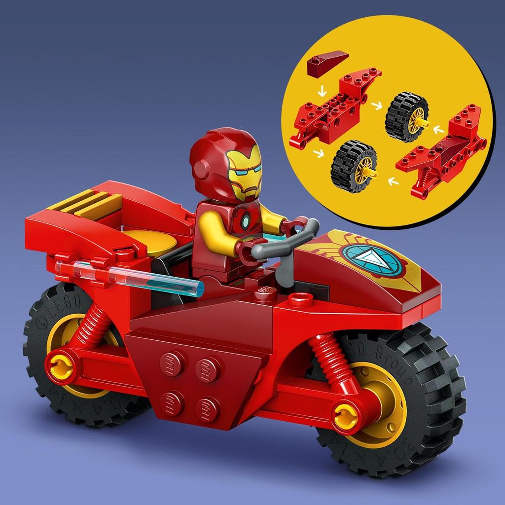 LEGO Marvel Iron Man and Hulk on Bikes Toy - Birthday Present, Building Blocks, Educational Toy for Boys and Girls, Ages 4, 5, 6, Marvel Goods, Figure