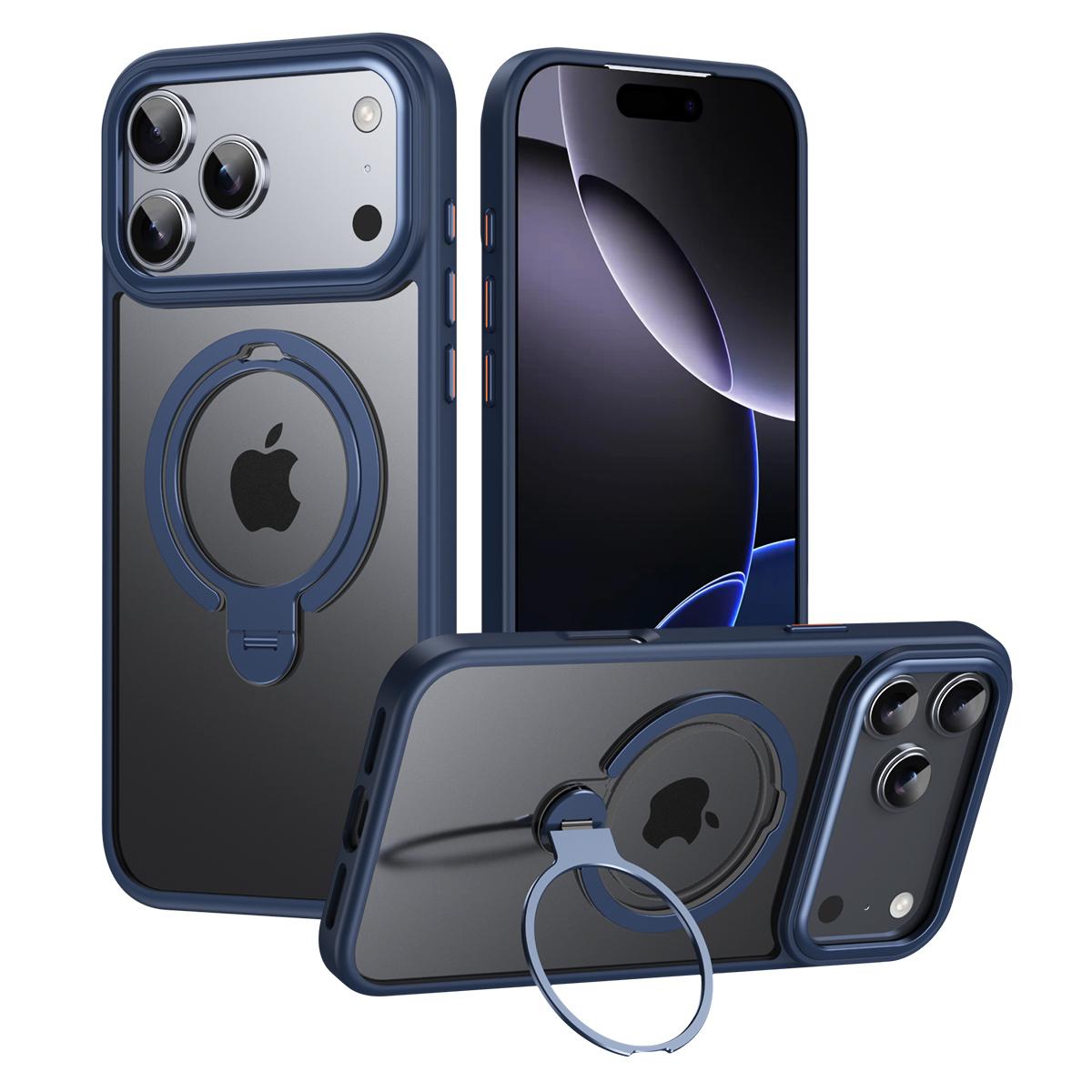 

For iPhone 17 Pro Max Phone Case Compatible with MagSafe Kickstand Matte Back Cover Blue