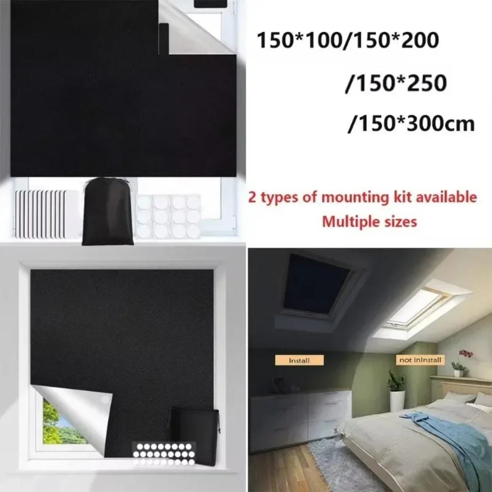 Cortina Opaca 100% Tela Bloqueadora de Luz Removible para Ventana DIY Privacidad Total para Ventanas Pegatina para Ventanas sin Perforación