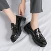 4.5CM Tall Man Thick Bottom Loafers Slip On Dress Shoes Breathable All-match Platform Men Shoes Business Casual Leather Shoes
