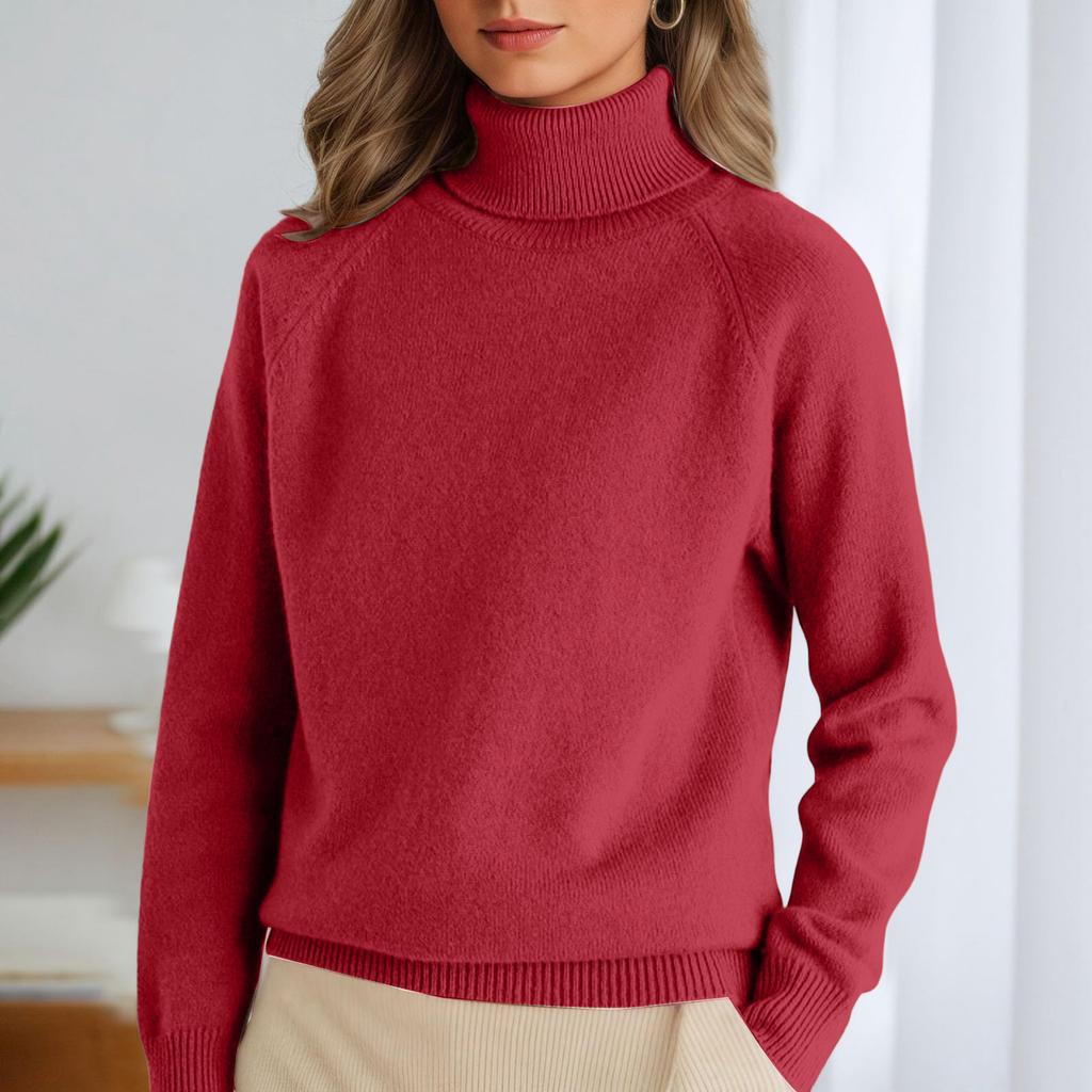 Women's Stand-up Collar Pullover Loose Thick Color Turtleneck Knitted Base Sweater