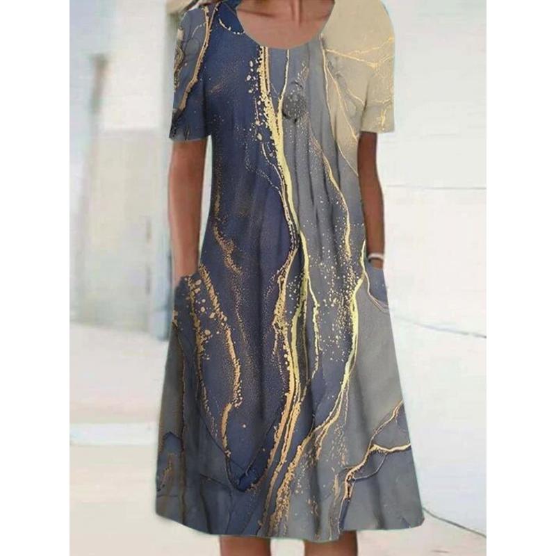 Abito Elegante da Donna alla Moda Abito Casual Ampio Abito da Donna Stampato Nuovo Temperamento