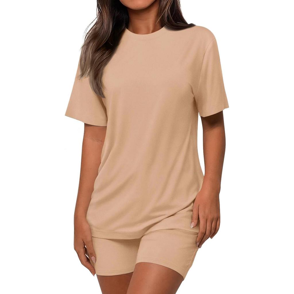Women's Fashionable Loose-Fit Short-Sleeve Top + Shorts Casual Two-Piece Set