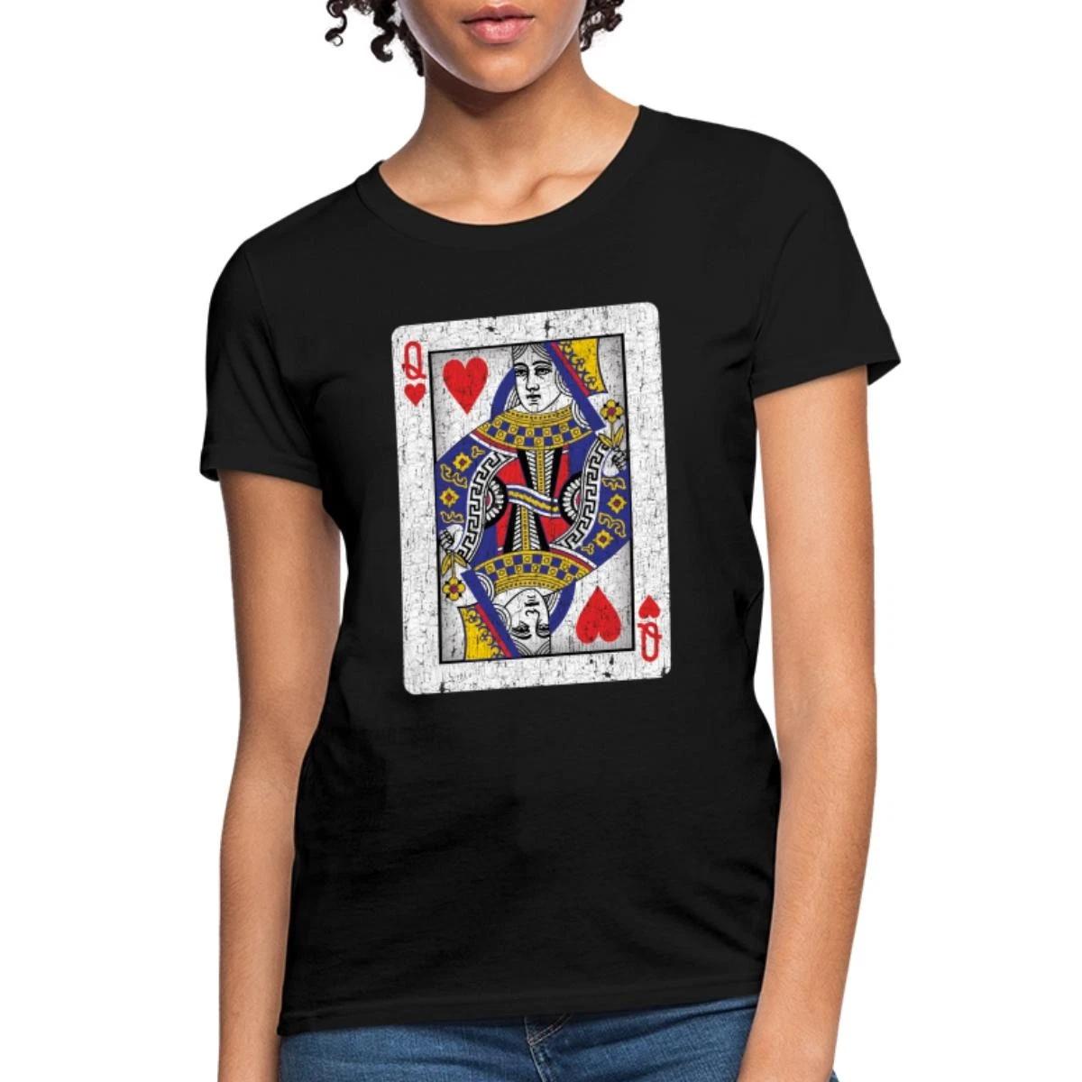 Queen of Hearts Poker Playing Card Women s T-Shirt XL