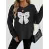 Women S Round Neck Long Sleeve Pullover Sweater Featuring Embroidered Lace Butterfly Splicing