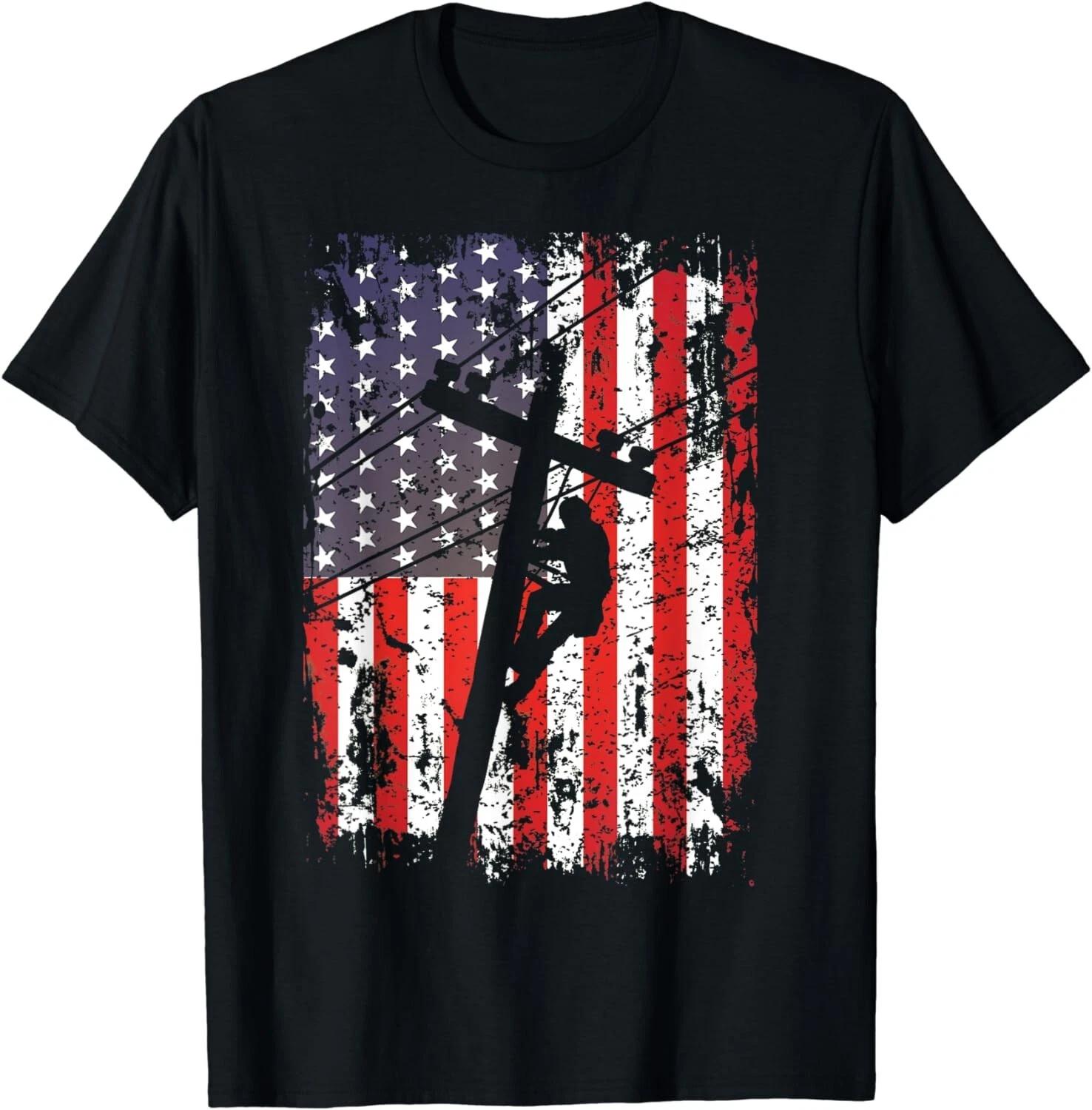 

USA Patriotic Lineman Gift Lineman Gift Unisex T-Shirt S