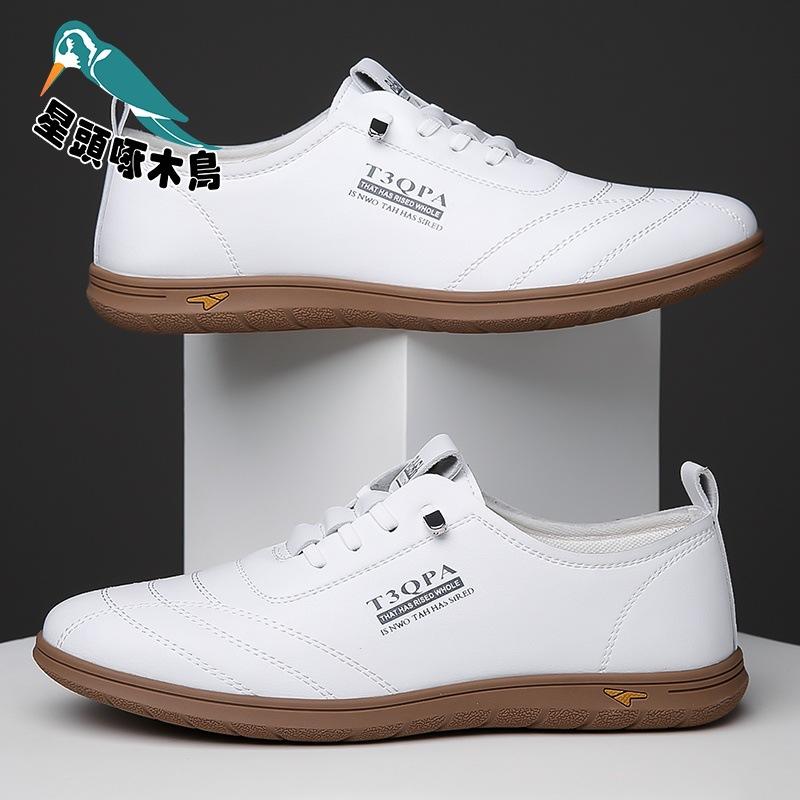 New Round Head Men's Casual Shoes Business Trendy Men's Cow Single Shoes Little White Shoes Leather Shoes Factory Leather Shoes