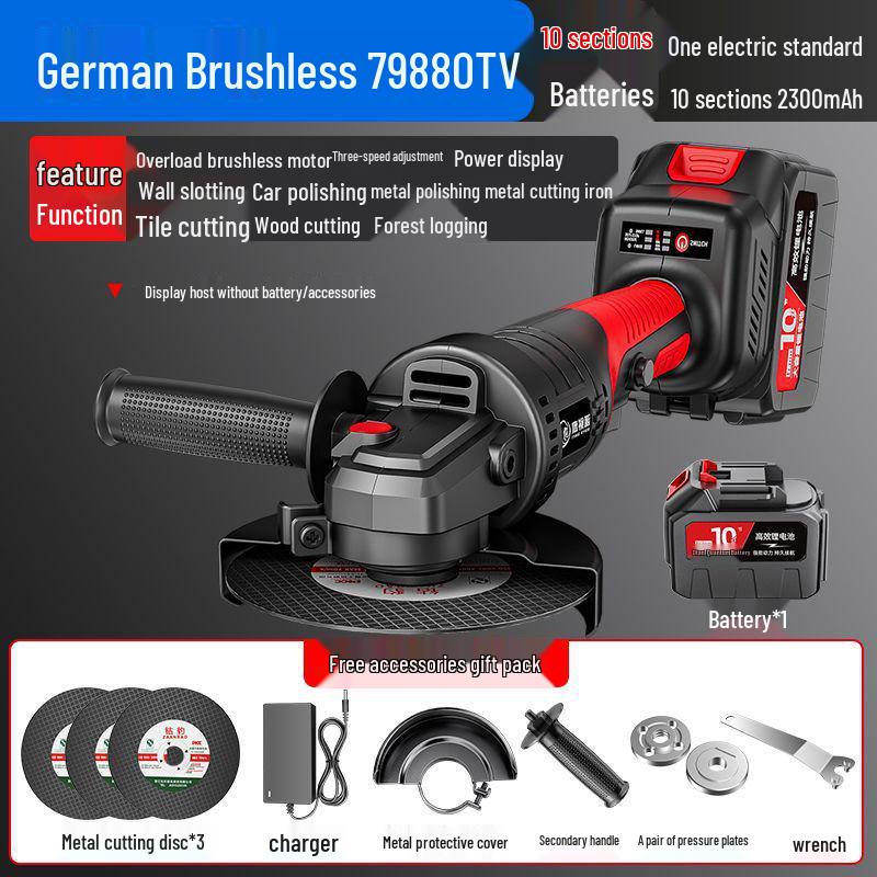 Brushless Cordless Lithium Battery Angle Grinder & Polisher - Multifunctional Cutting & Polishing Machine