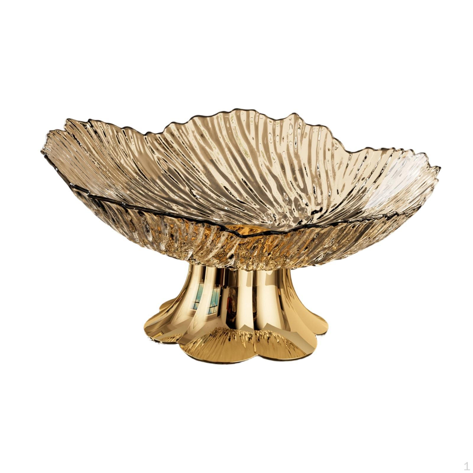 

Fruit Bowl with Base, Tray, Snack Storage Holder Made of PET Material, Suitable for Living Transparent Gold