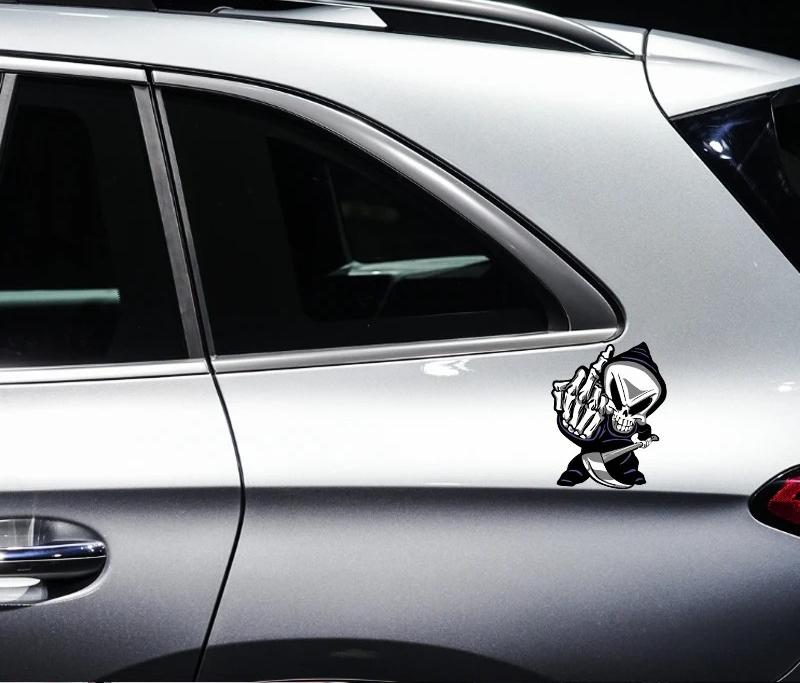 Skull Middle Finger Funny Car Stickers PVC Glue Sticker for Whole Body Car Decoration