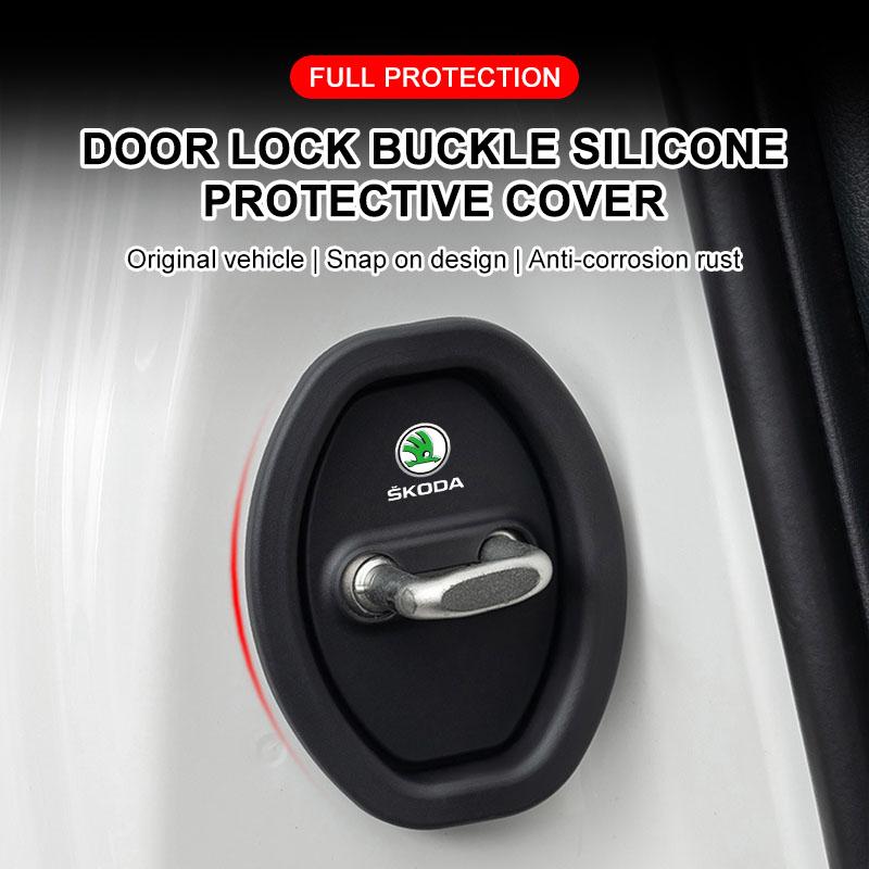 4Pcs Car Door Stopper Cover Door Lock Protective Covers For Skoda Octavia Superb Rapid Kodiaq Karoq Fabia Kamiq Roomster Citigo