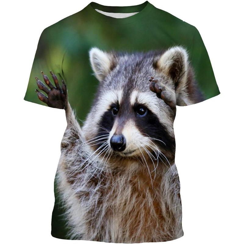 Raccoon 3D Print T-shirts Men Woman Funny Animal Casual Tees Streetwear Harajuku Fashion
