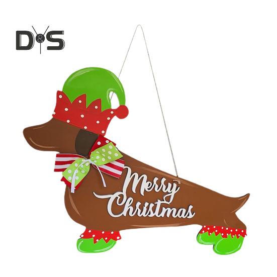 

С Рождеством такса Добро пожаловать Дверной Знак Крытый Открытый Сад Передняя Дверь Настенная Собака Деревянная Дверная Табличка Подвеска Украшение Дома разноцветный