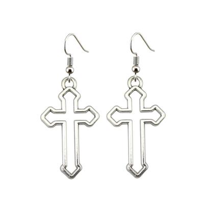 Madingi rankų darbo paprasto dizaino tuščiaviduriai kryžminiai auskarai papuošalai, dovana moterims