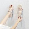 2024 New Small Size Fashion Summer Two Wear Sandals Women's Summer Straps Gentle Medium Heel Coarse Heel High Heel Sandals