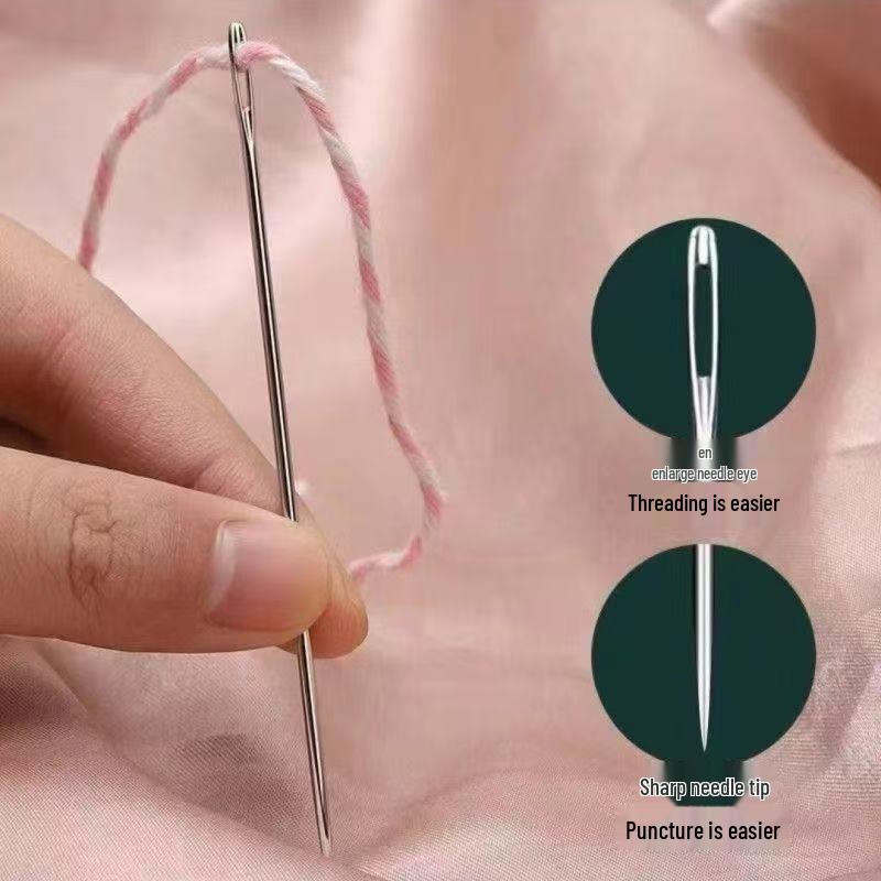 34-Piece Large Eye Steel Needle Set for Sewing Clothes and Quilts, Complete Beginner Hand Sewing Kit