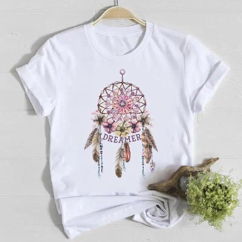 Blume Frühling Rundhals T-Shirt Top Shirt Damen Kleidung Mode T-Shirt Sommer Damen T Kurzarm Lässig Grafik T-Shirts