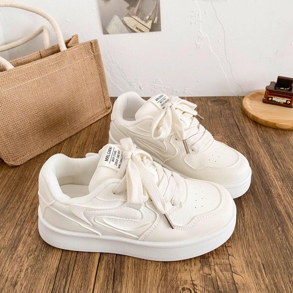 Milk white platform white shoes women's new low-top versatile student breathable sports shoes
