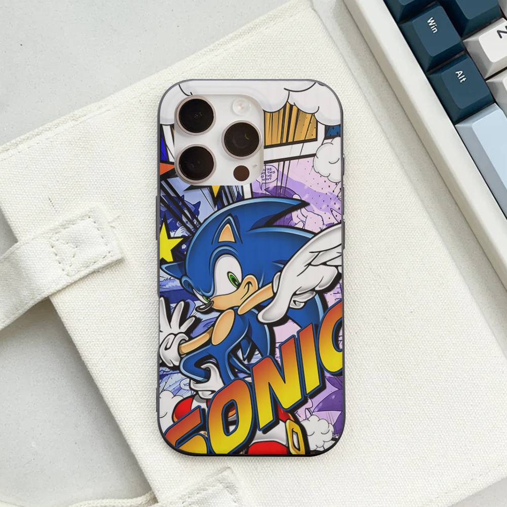 Anime S-Sonic H-HedgehogES For IPhone 16 15 14 13 12 11 17 Pro Max Plus Wave Corrugated Phone Case Anti Drop Cover