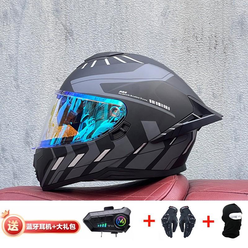 Full Face Motorcycle Helmet With External Bluetooth Module Men Women Large Rear Wing Sport Style DOT Approved