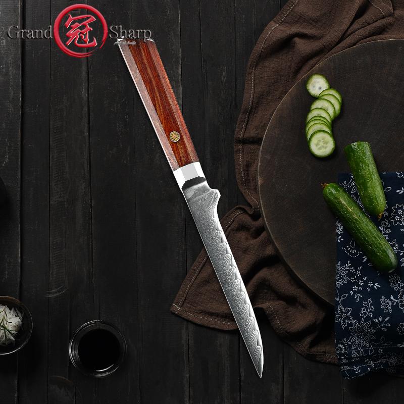 5.5 Inch Japanese Boning Knife Damascus Stainless Steel Kitchen Knife Cooking Tools Fish Filleting Cooking Tools GRANDSHARP