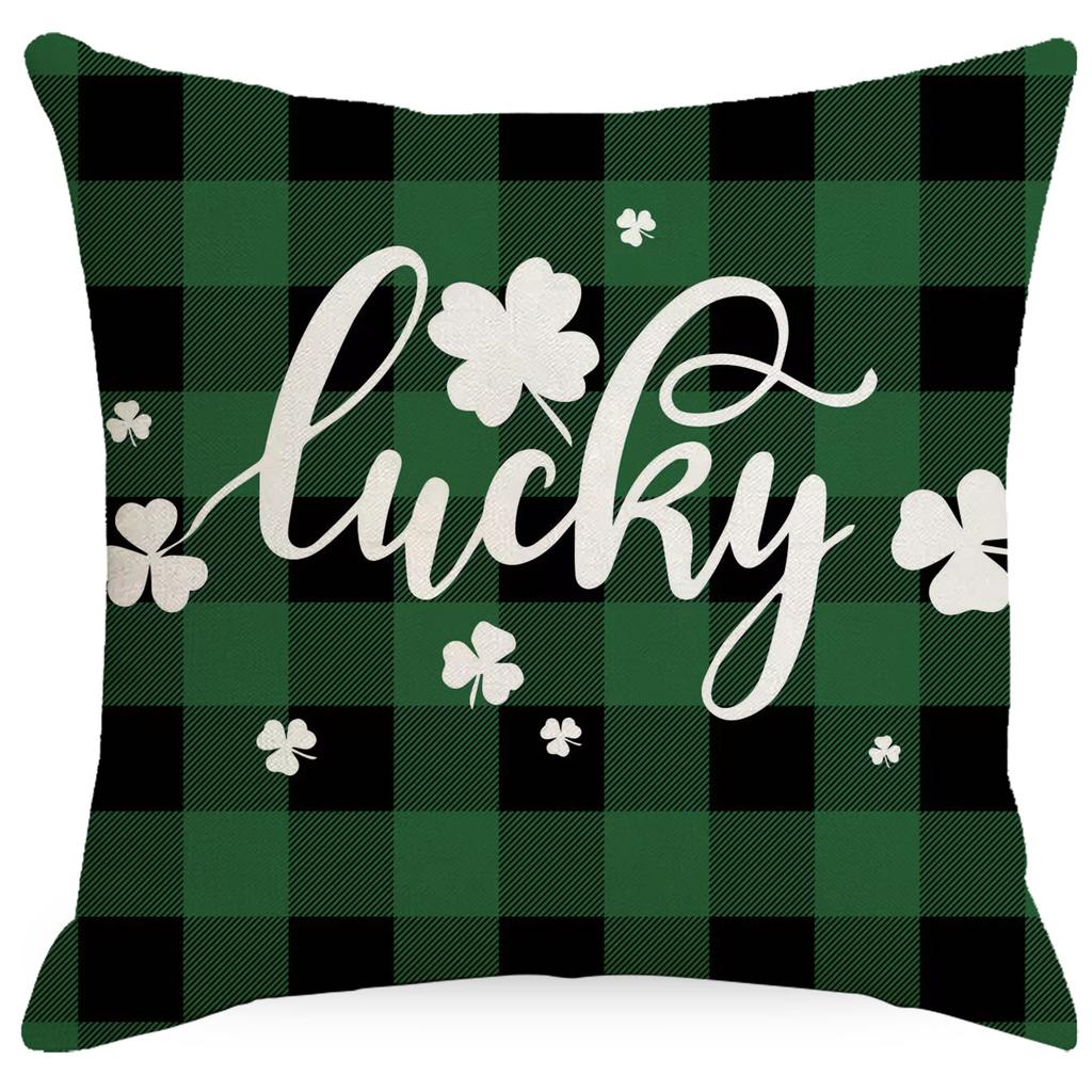 San Pa Poszewka Zielona Koniczyna Len Drukowany Sofa Dekoracyjna Poszewka na Poduszkę